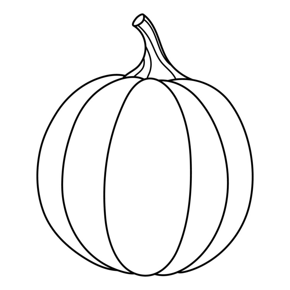 Autumn pumpkin simple line icon. Hand drawn illustration for Halloween and Thanksgiving decoration. vector