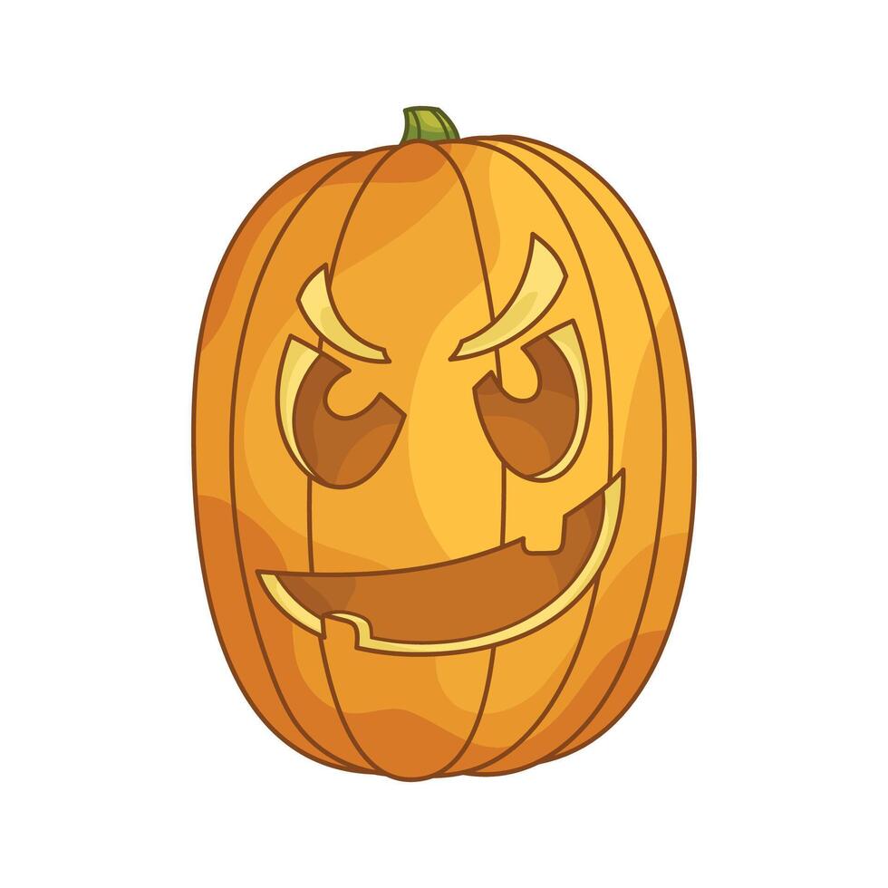 Angry Jack-o-lantern pumpkin head. A traditional character for Halloween. vector