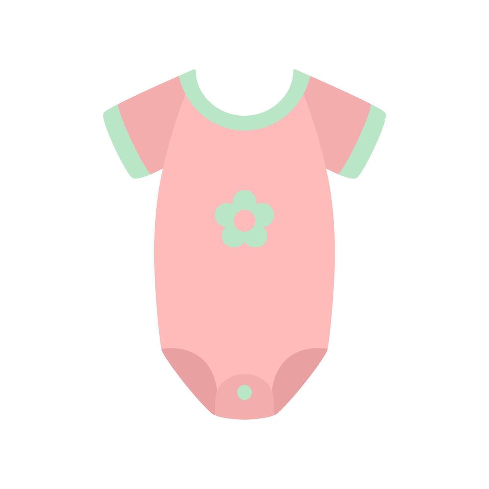 Summer baby bodysuit. Pink clothes for a newborn girl. Simple cute flat icon. vector