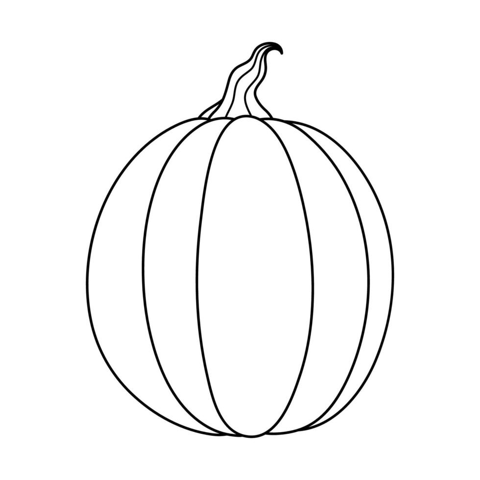 Autumn pumpkin simple line icon. Hand drawn illustration for Halloween and Thanksgiving decoration. vector