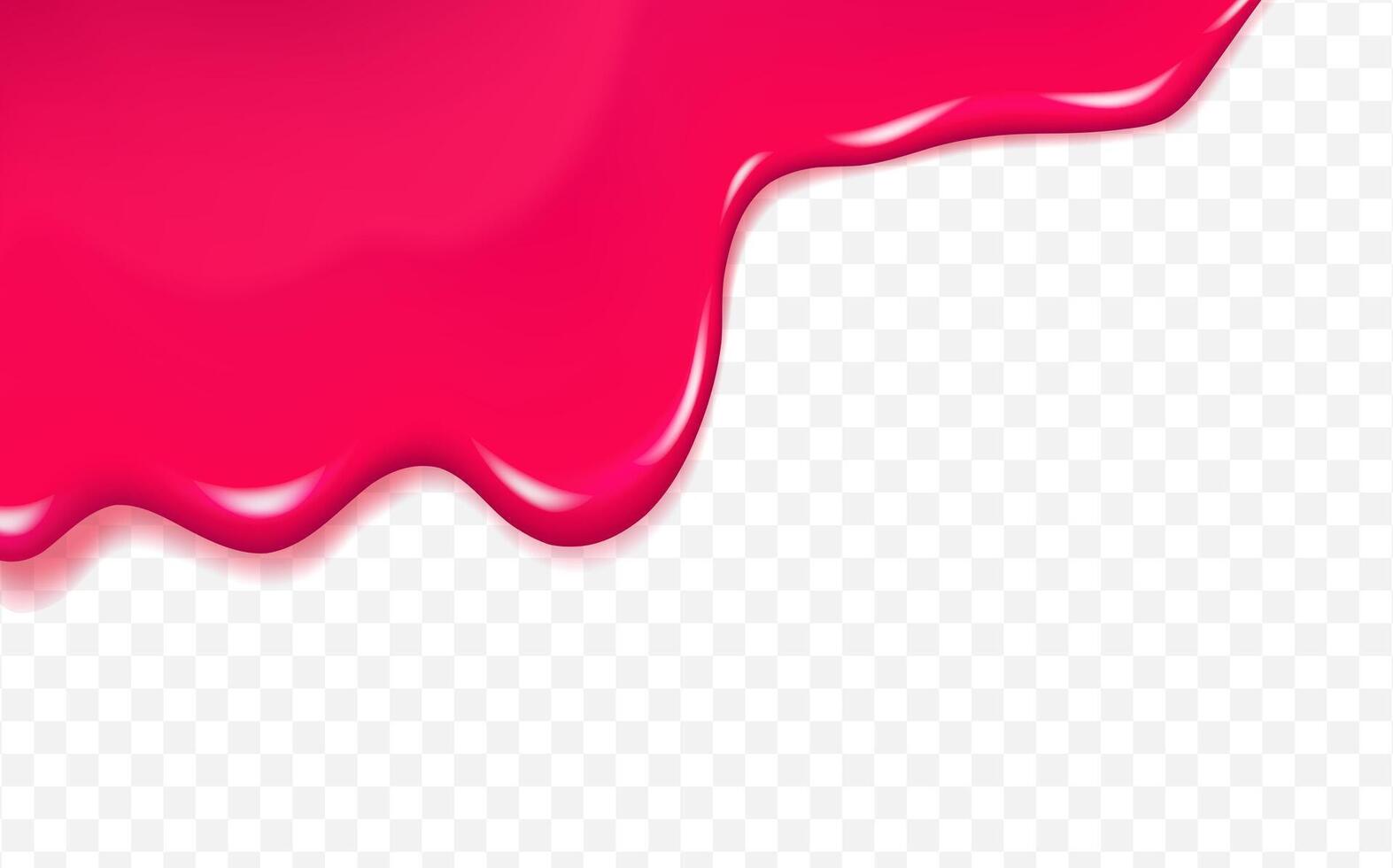 Flowing cherry or raspberries jam.Dripping pink caramel and sause. vector