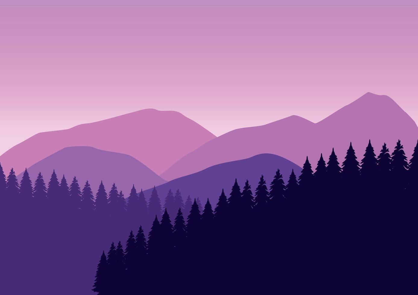 landscape mountains with pine forest. Illustration in a flat style. vector