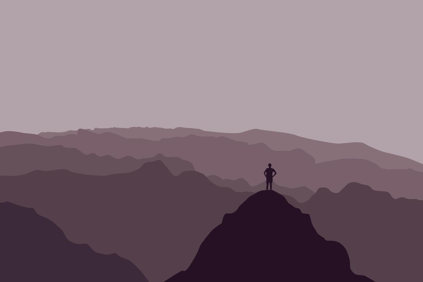 human in mountains. Illustration in flat style. vector