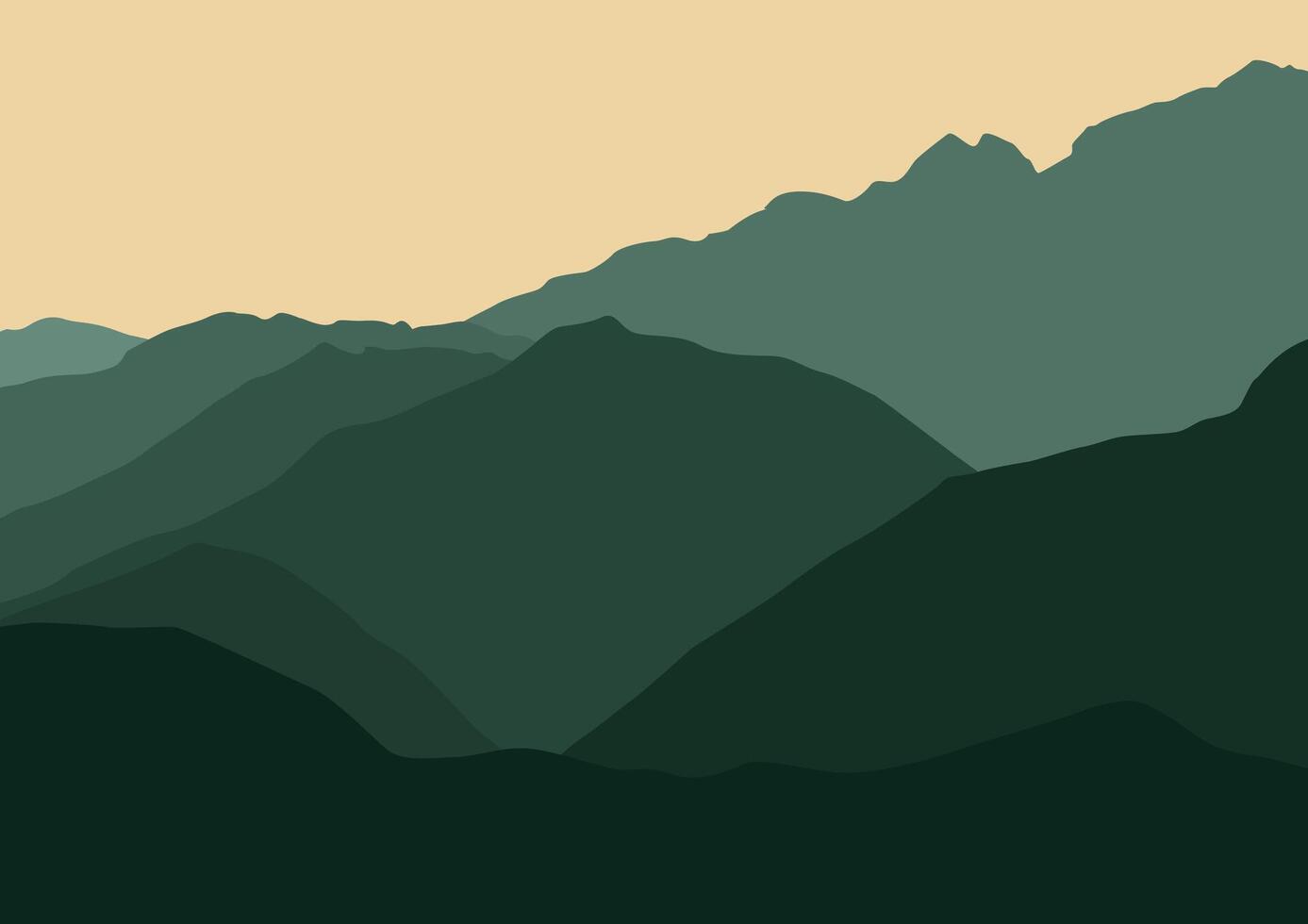 panoramic view of mountains. Illustrated in a flat style. vector