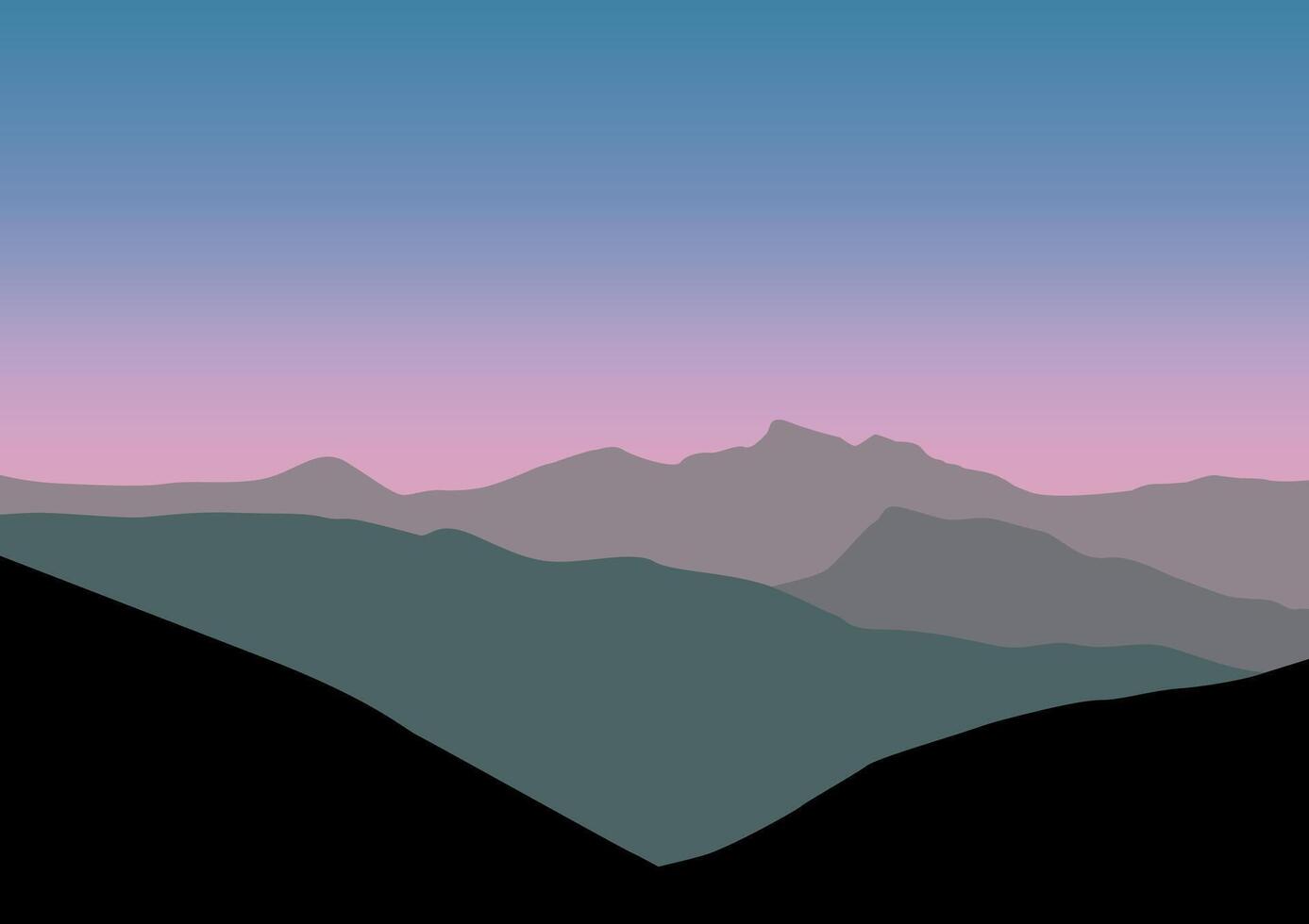 panoramic view of mountains. Illustrated in a flat style. vector