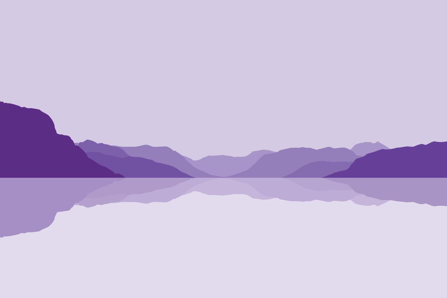 hermosa lago paisaje. ilustración en plano estilo. vector