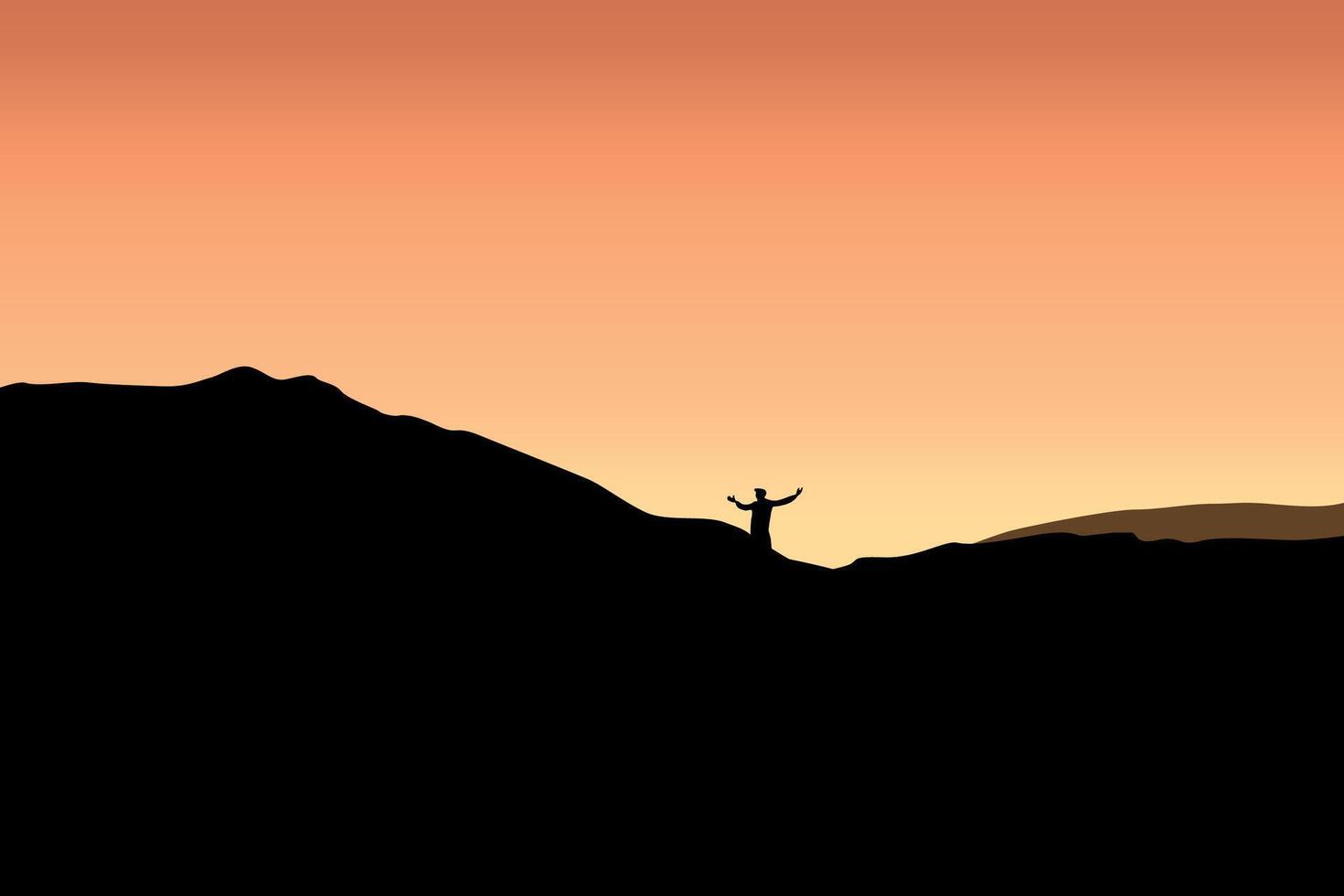 human in mountains. Illustration in flat style. vector