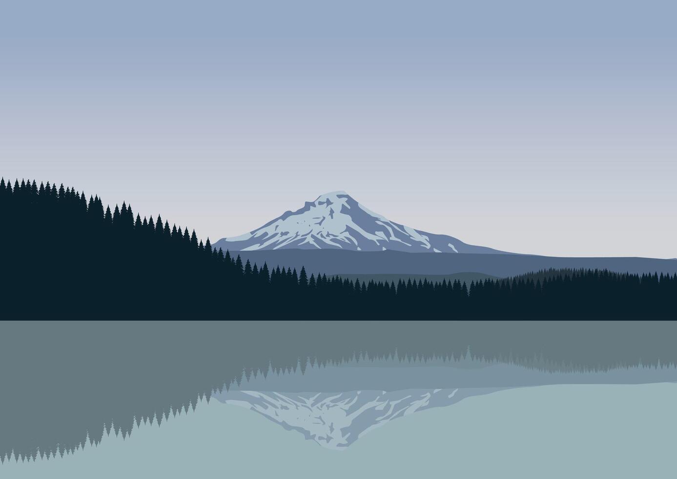 Lake and mountains landscape. Illustration in a flat style. vector
