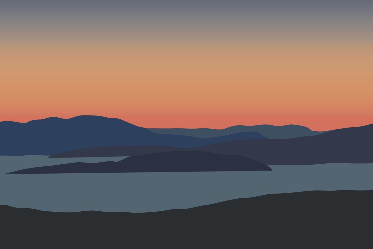 Lake panorama landscape. Illustration background in flat style. vector