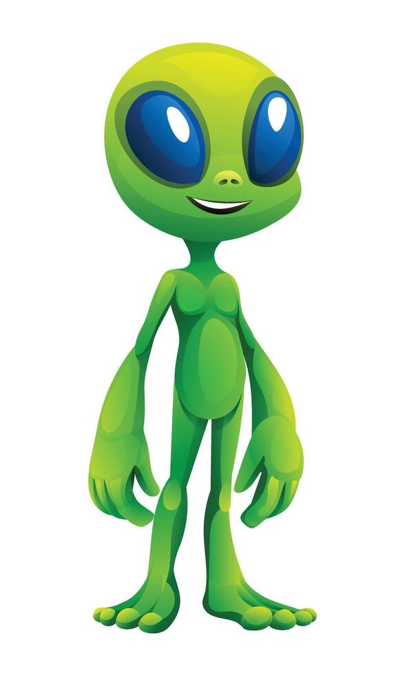 Cute alien cartoon character illustration isolated on white background vector