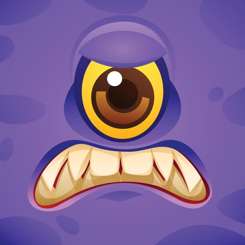 Angry monster cartoon character face expression illustration vector