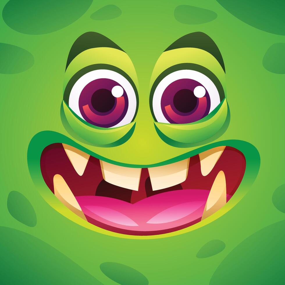 linda sonriente monstruo personaje cara expresión. dibujos animados ilustración vector