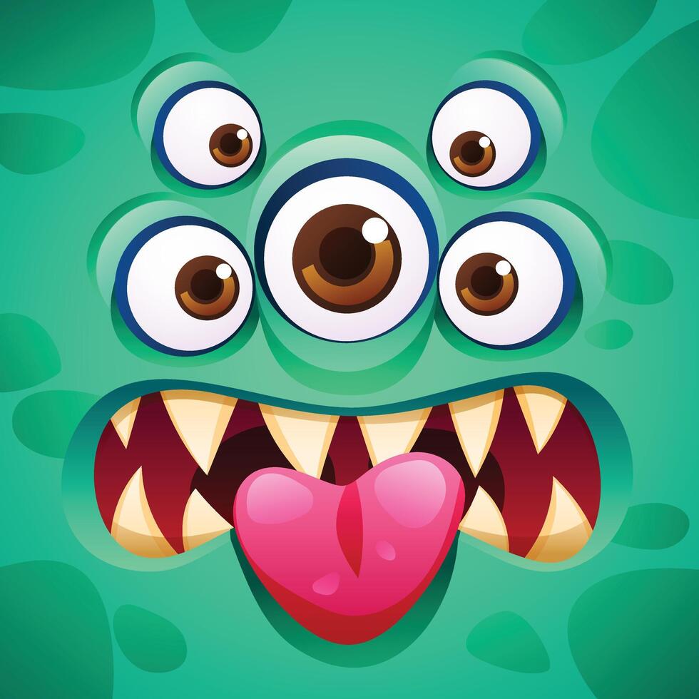 Funny monster showing tongue cartoon character face expression illustration vector