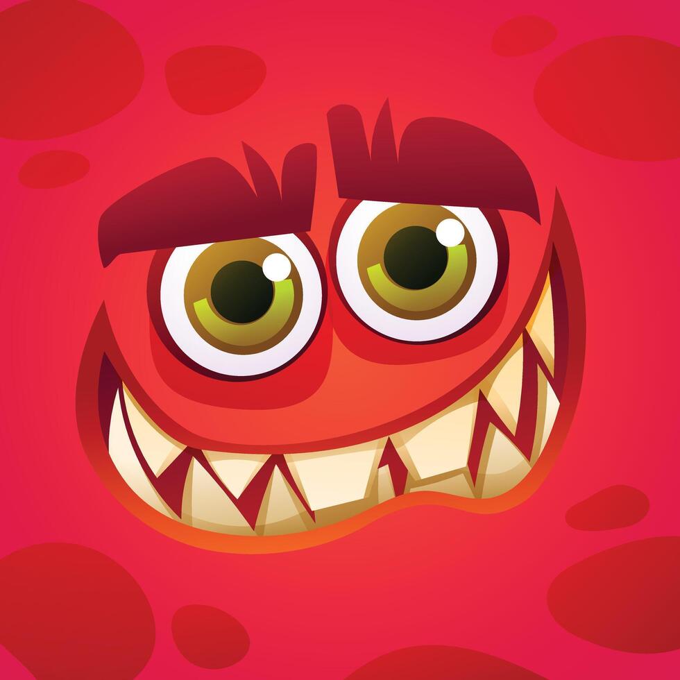 Cartoon smile monster character face expression illustration vector