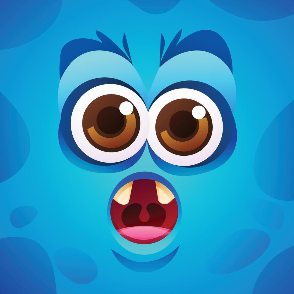 Cartoon fascinated monster character face expression illustration vector