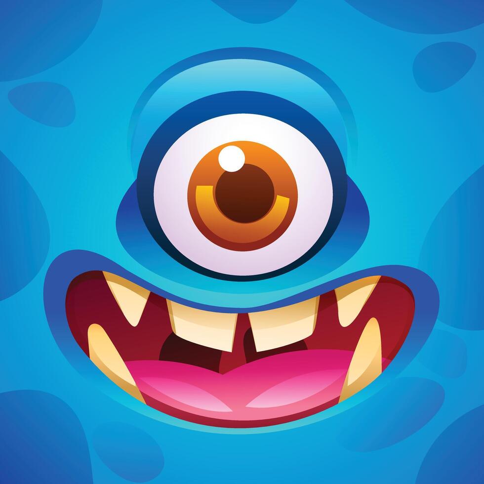 Happy monster with one eye character face expression. Cartoon illustration vector