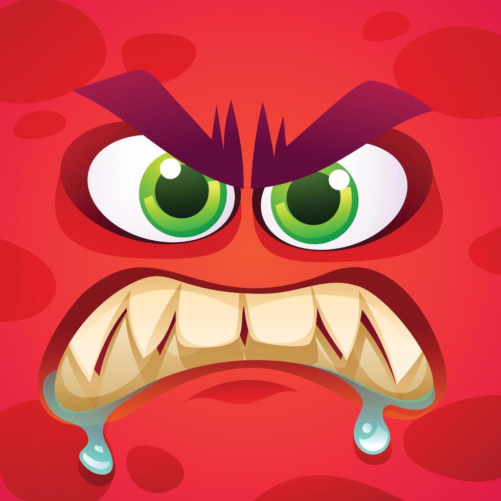 Cartoon angry monster character face expression illustration vector