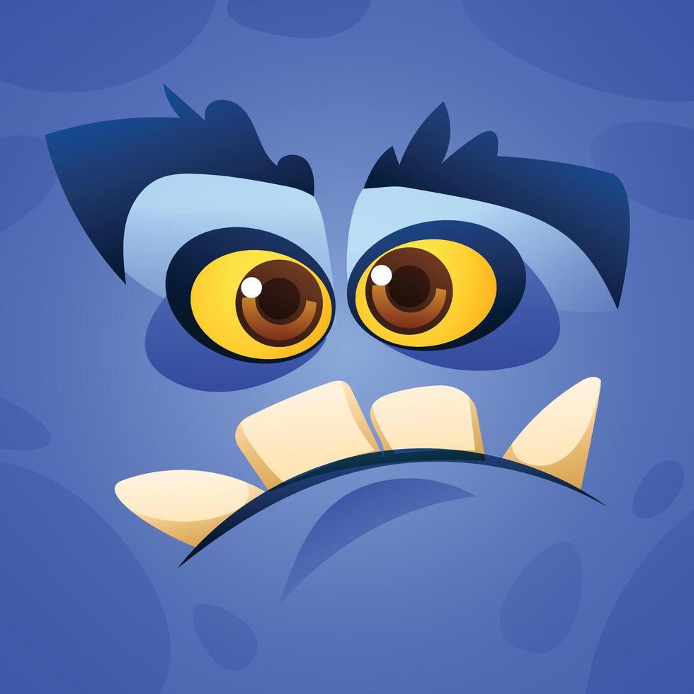 Funny monster character face expression. Cartoon illustration vector