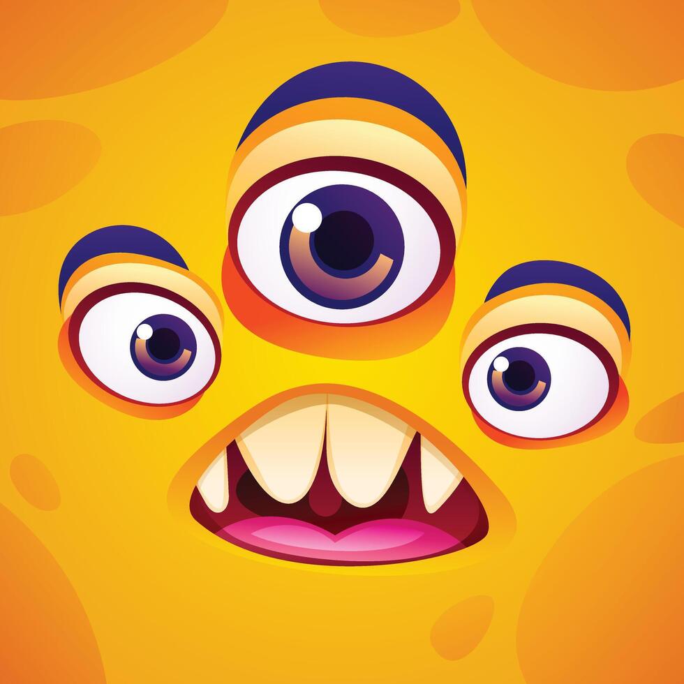 Fascinated monster cartoon face expression. Character illustration vector