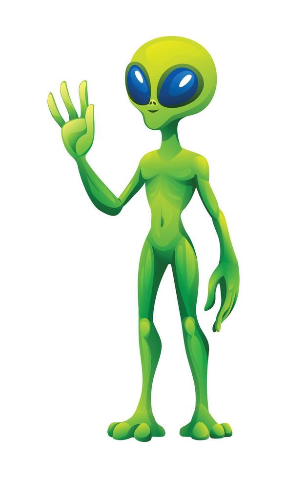 Alien waving hand. Cartoon character illustration isolated on white background vector