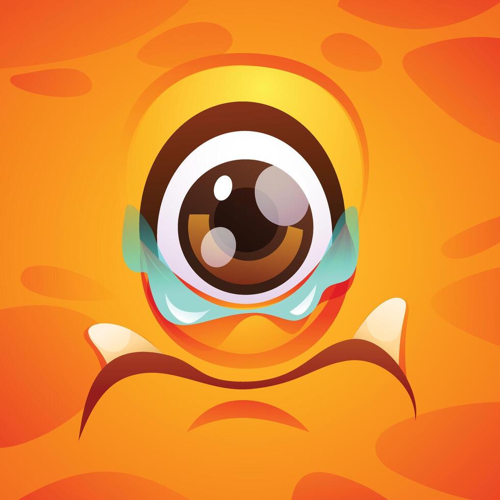 Sad monster character face expression. Cartoon illustration vector