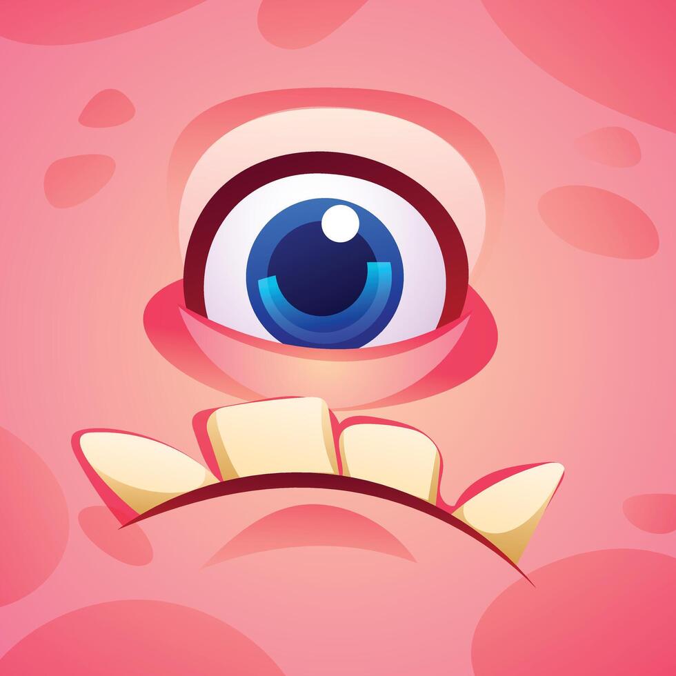 Monster with one eye cartoon character face expression illustration vector