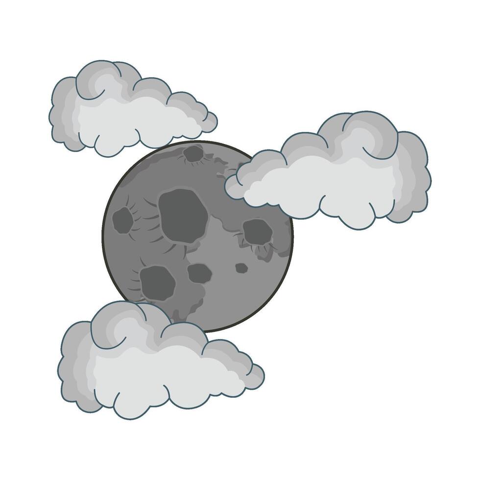 ilustración de Luna y nube vector