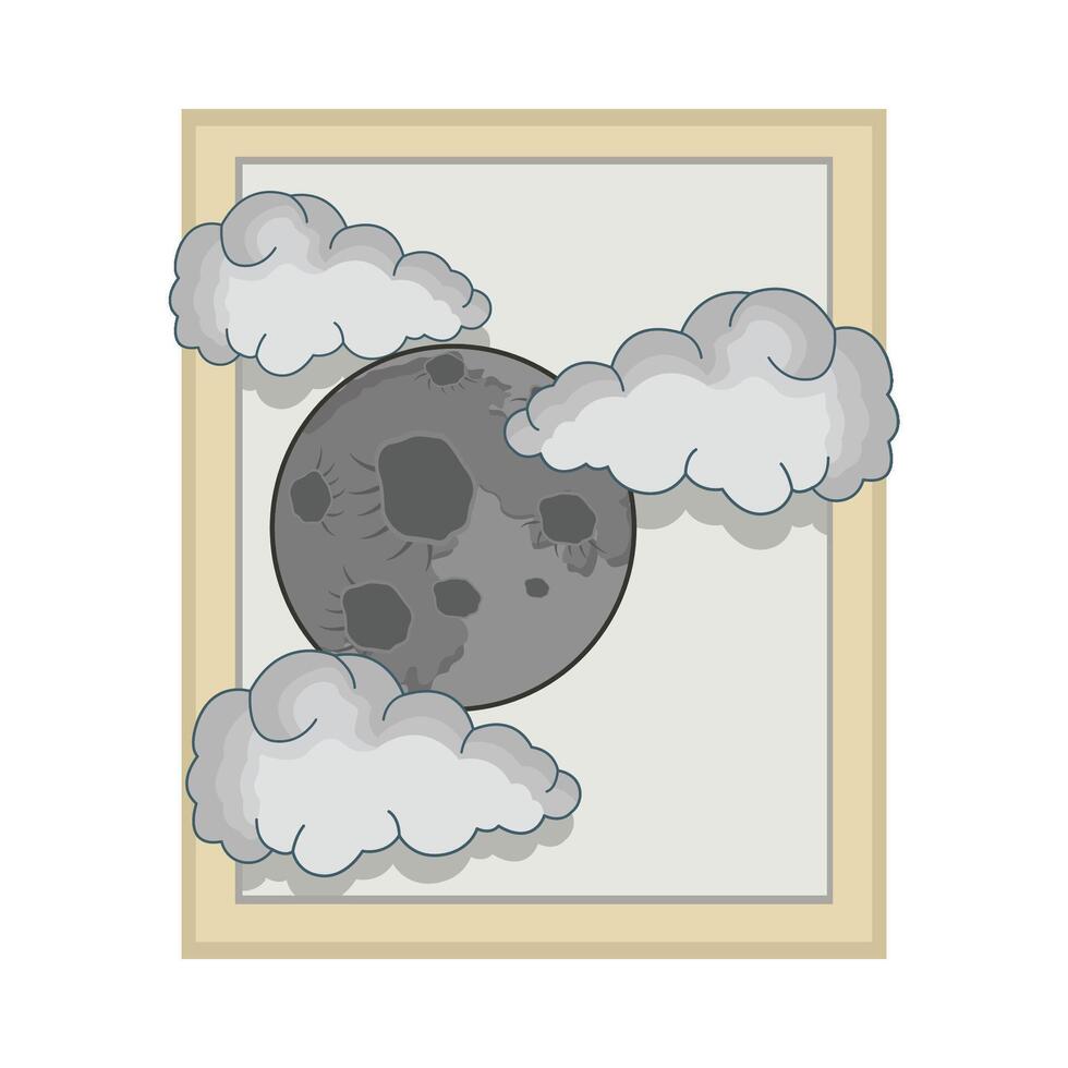 ilustración de Luna y nube vector