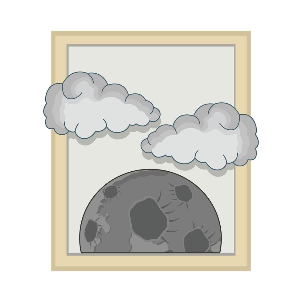 illustration of moon and cloud vector