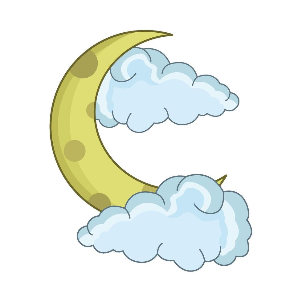illustration of moon and cloud vector