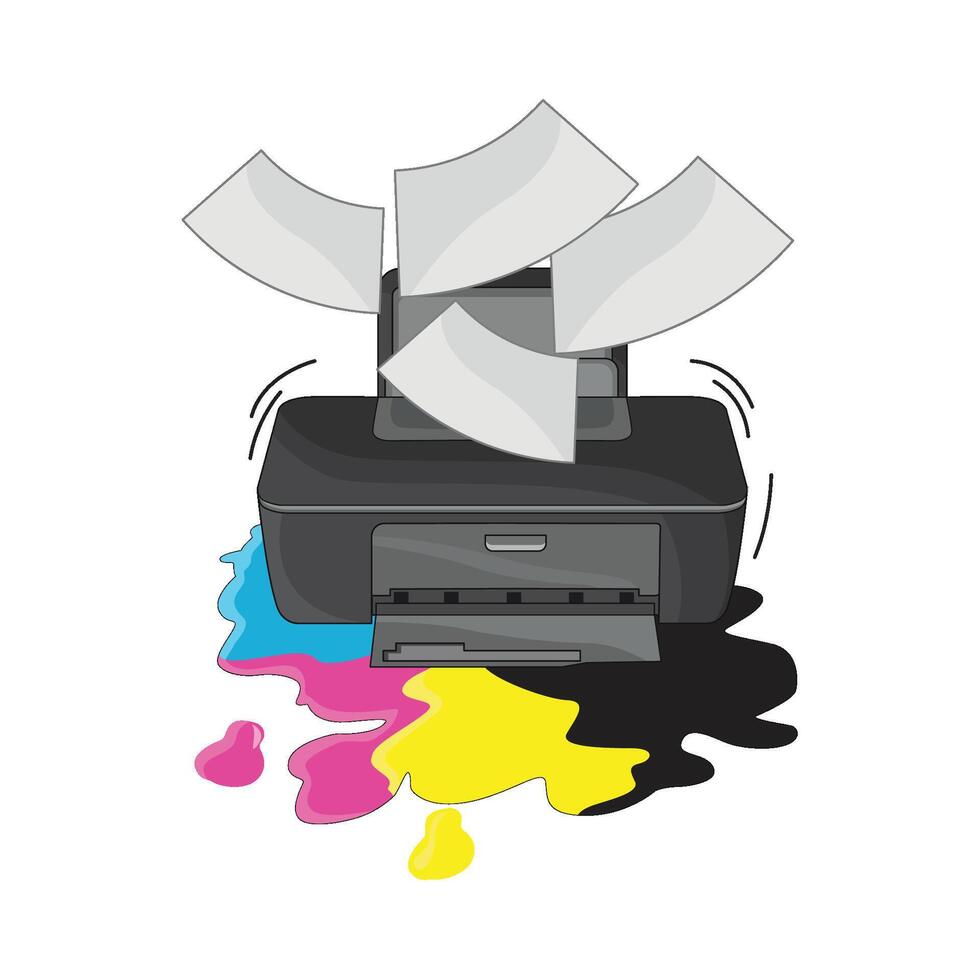 illustration of leaking printer vector