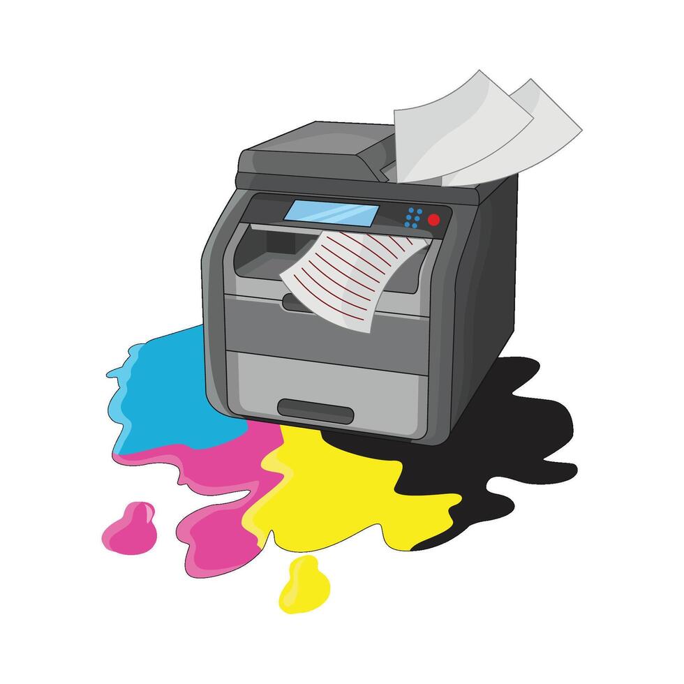 illustration of leaking printer vector