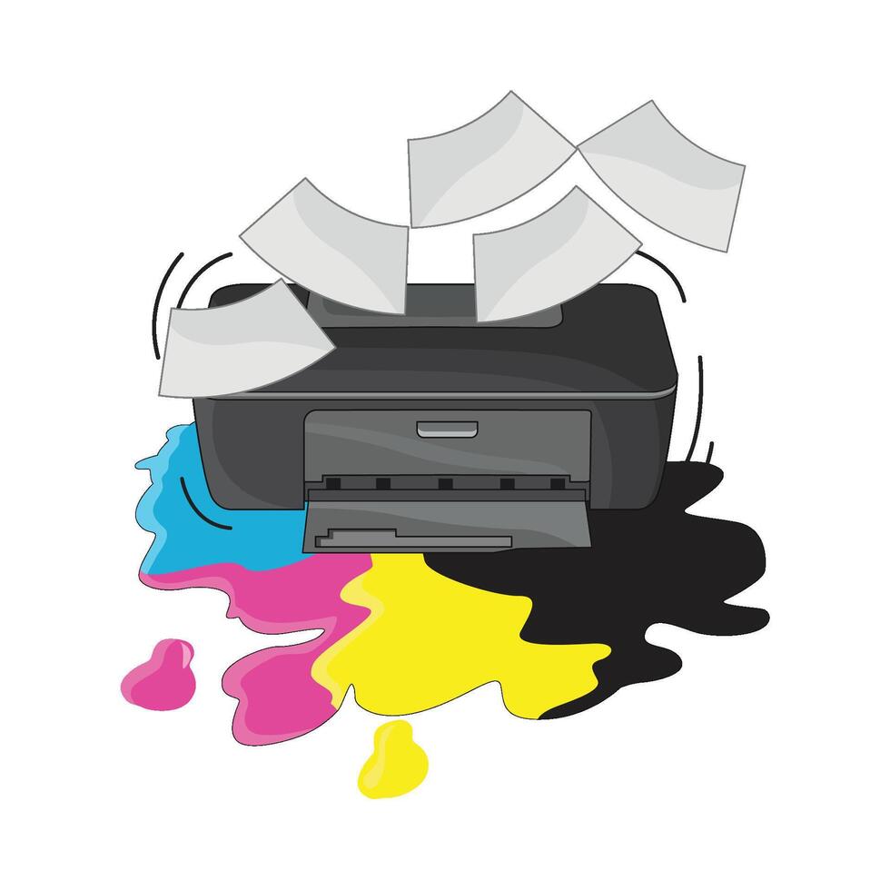 illustration of leaking printer vector