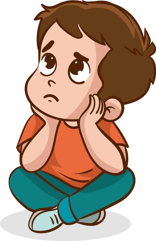 illustration of sad and unhappy children vector