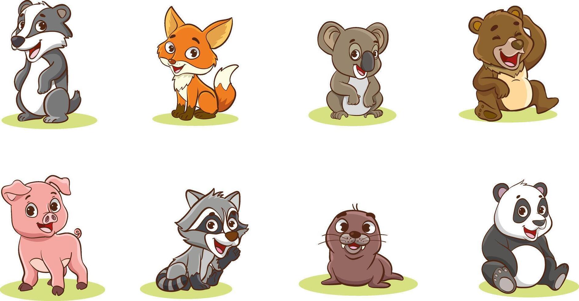 a set of cute animals baby illustration vector