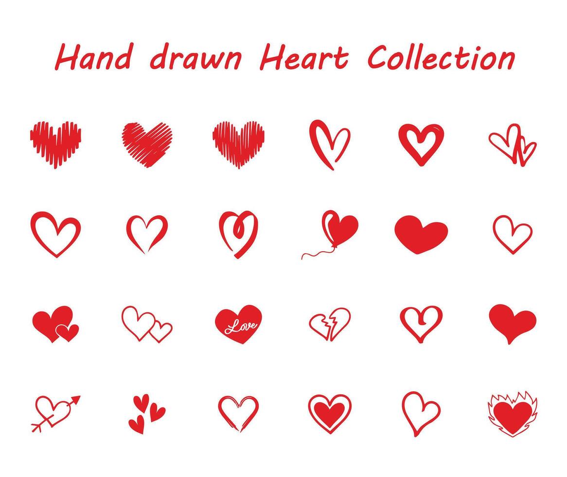 hand drawn heart illustration vector