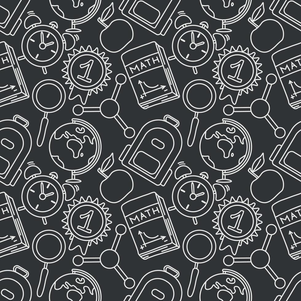 Seamless school pattern. Hand drawn doodle school background. Education illustration vector