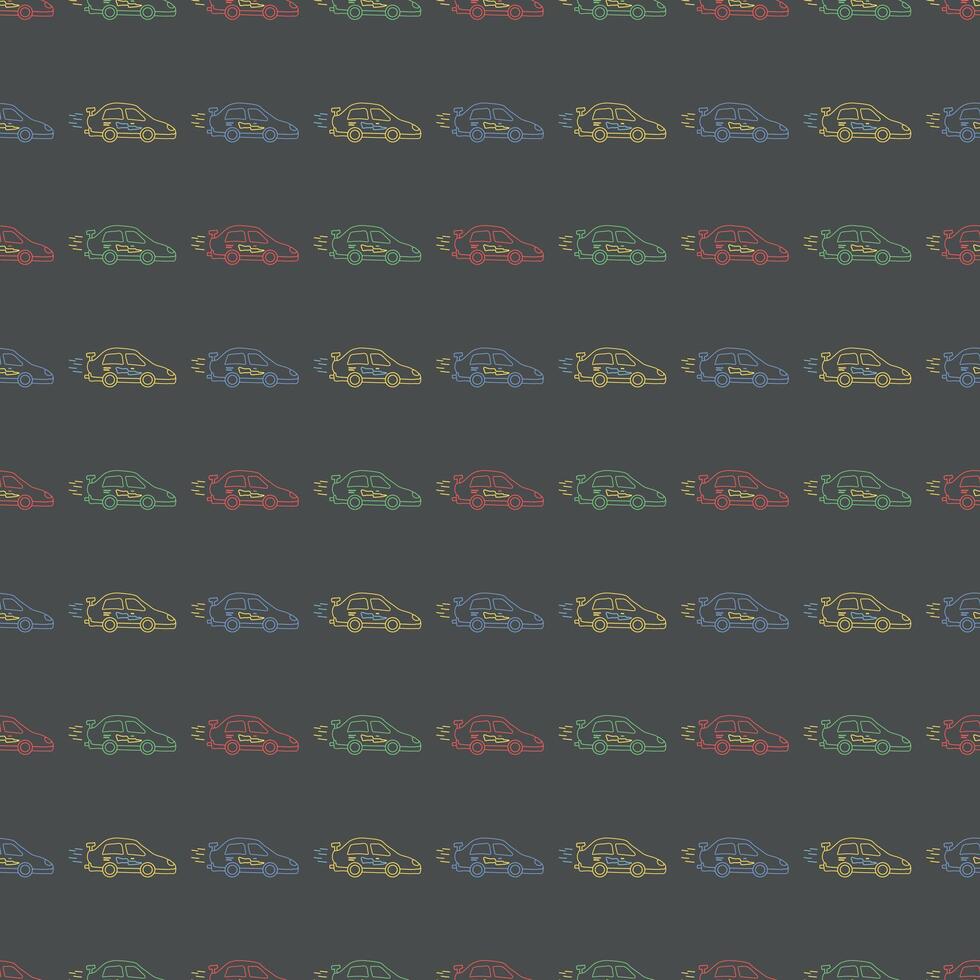 Seamless car pattern. Cartoon car background. Racing illustration vector