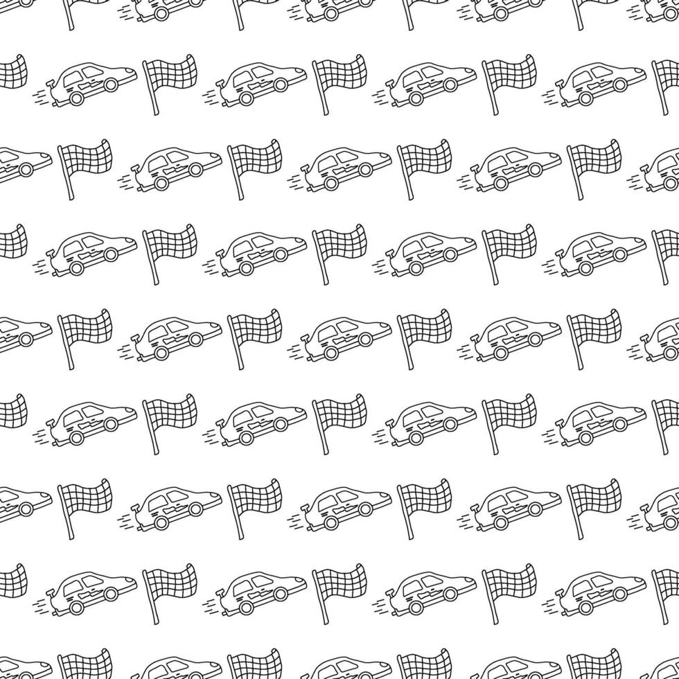 Seamless car pattern. Cartoon car background. Racing illustration vector