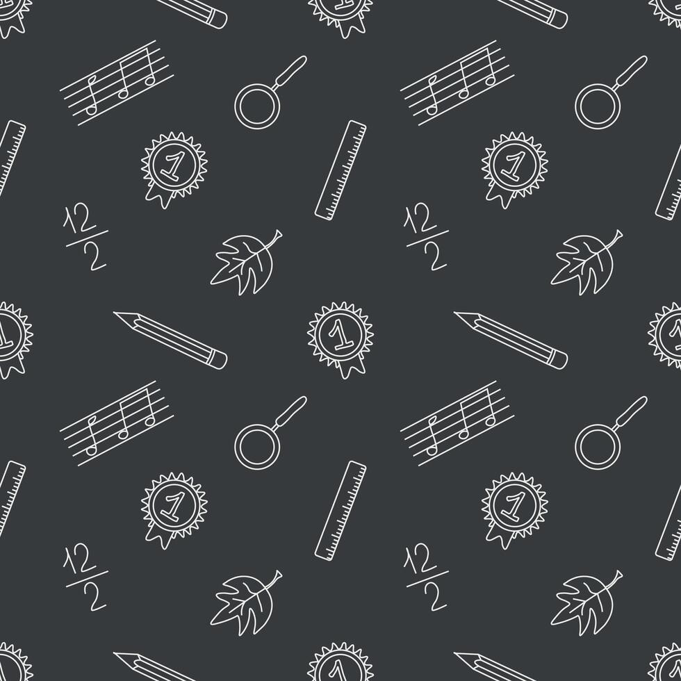 Seamless school pattern. Hand drawn doodle school background. Education illustration vector