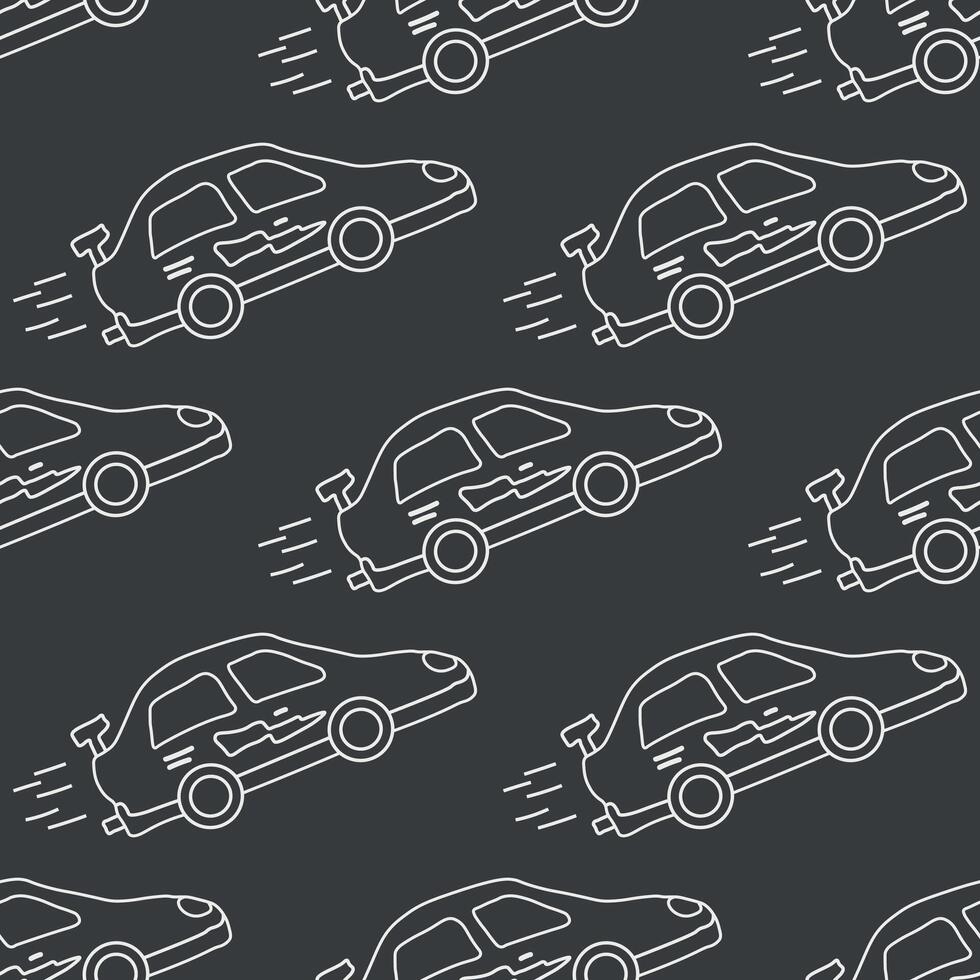 Seamless car pattern. Cartoon car background. Racing illustration vector