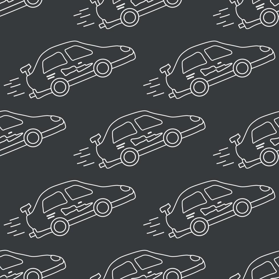 Seamless car pattern. Cartoon car background. Racing illustration vector