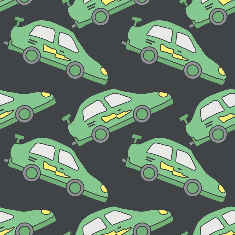 Seamless car pattern. Cartoon car background. Racing illustration vector
