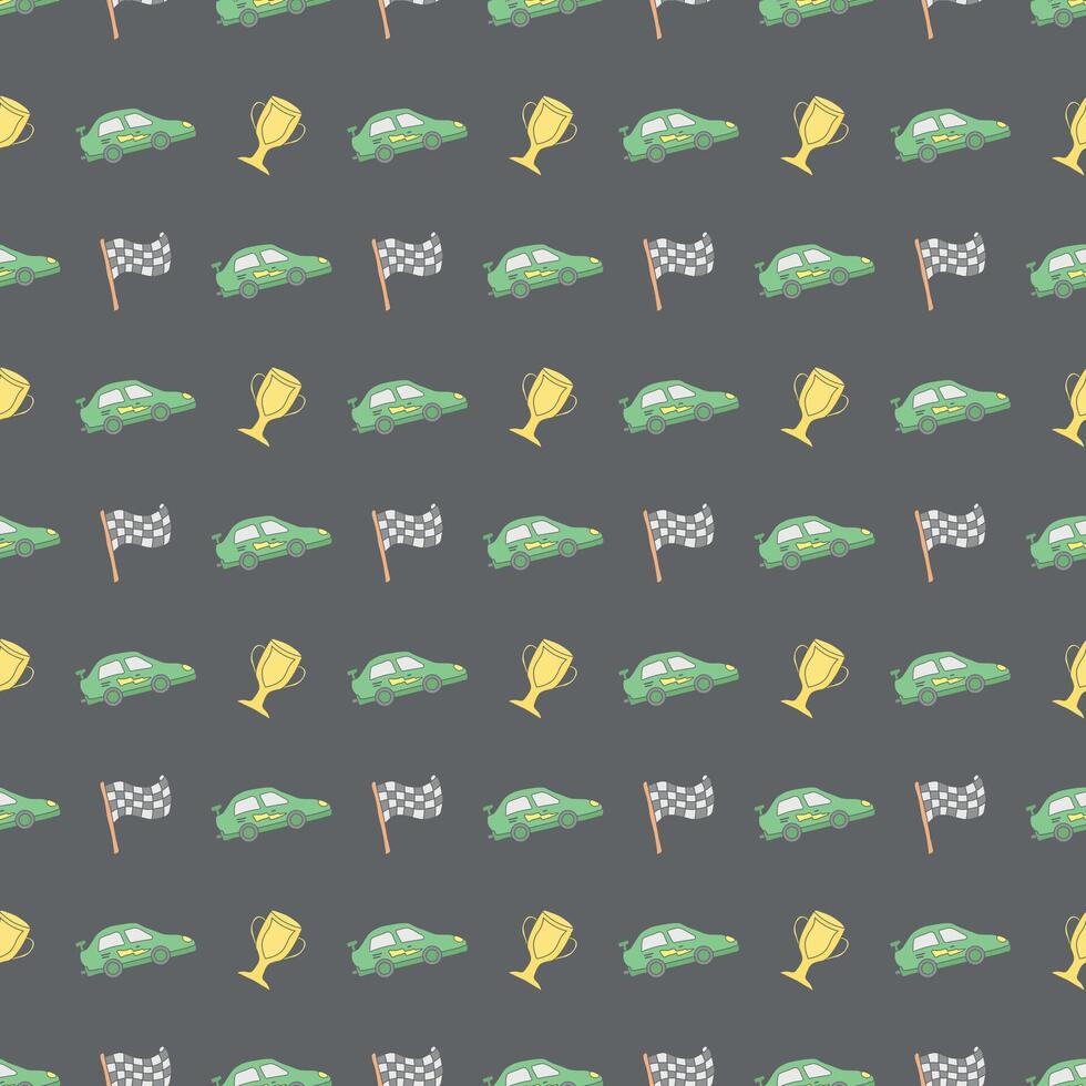 Seamless car pattern. Cartoon car background. Racing illustration vector