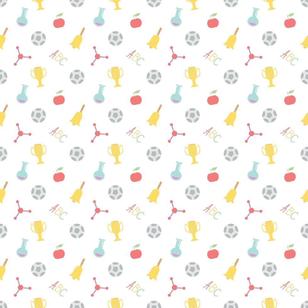 Seamless school pattern. Hand drawn doodle school background. Education illustration vector