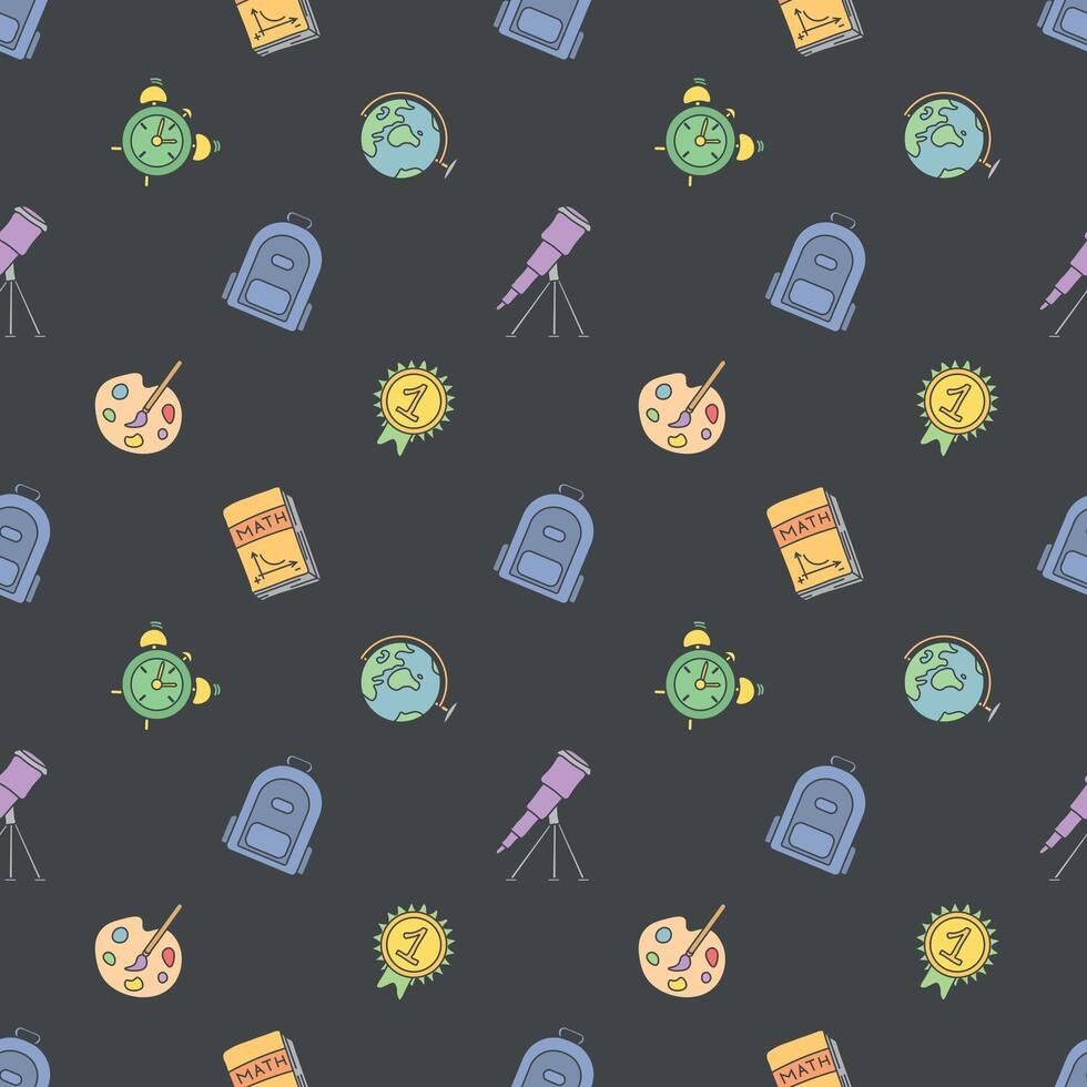 Seamless school pattern. Hand drawn doodle school background. Education illustration vector