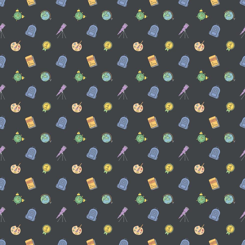 Seamless school pattern. Hand drawn doodle school background. Education illustration vector