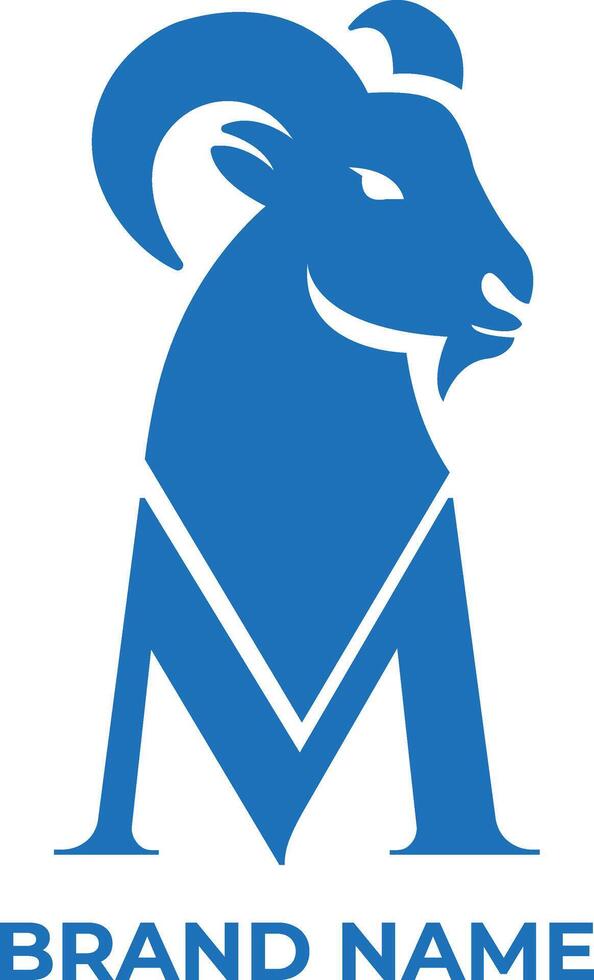 goat on a white M letter vector