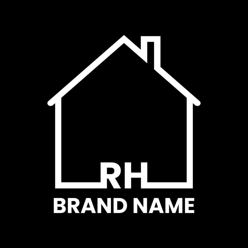 RH letter initial house property logo vector
