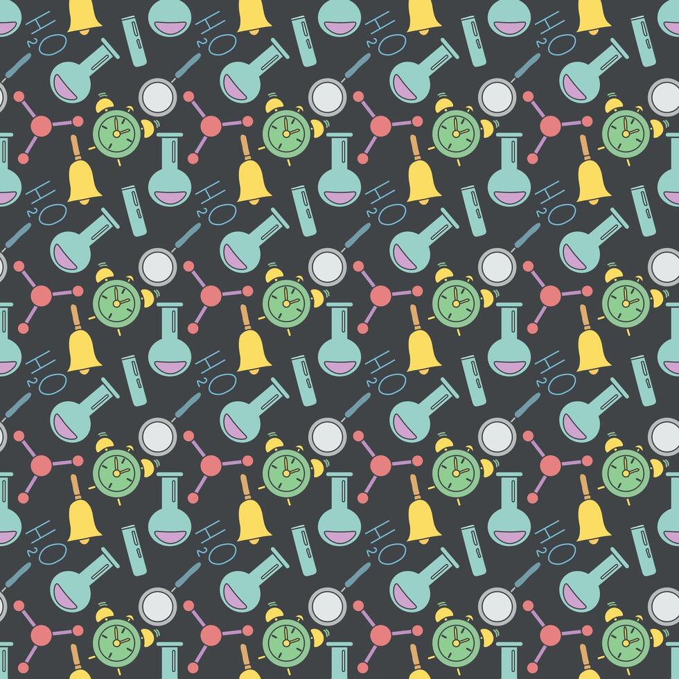 Seamless school pattern. Hand drawn doodle school background. Education illustration vector